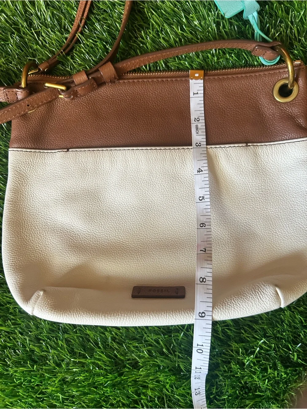 Fossil Cream and Brown Women’s Two-Tone Tote